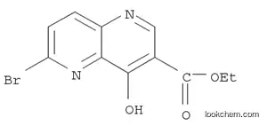 Molecular Structure of 1184919-05-8 (6-Bromo-4-hydroxy-[1,5]naphthyridine-3-carboxylic acid ethyl ester)